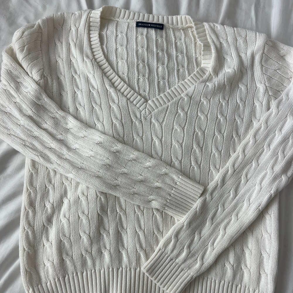 brandy melville cream cable knit sweater